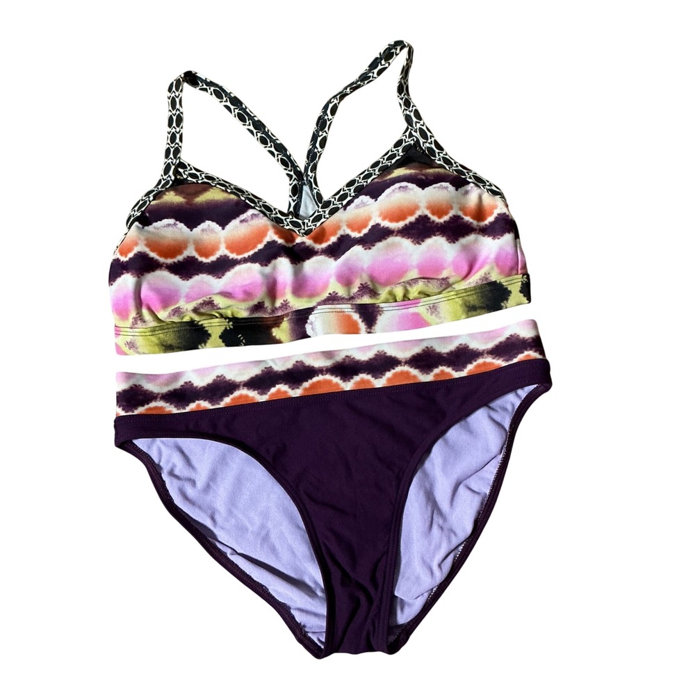Athleta Womens Purple Ikat‎ Print Bikini Set Size Small Two Piece Swimsuit